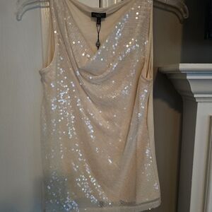 Talbots Cream Sequin Blouse